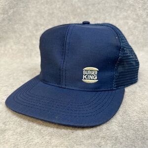 Vintage Burger King‎ Hat Adult OSFA Blue Mesh SnapBack Restaurant Fast Food Work